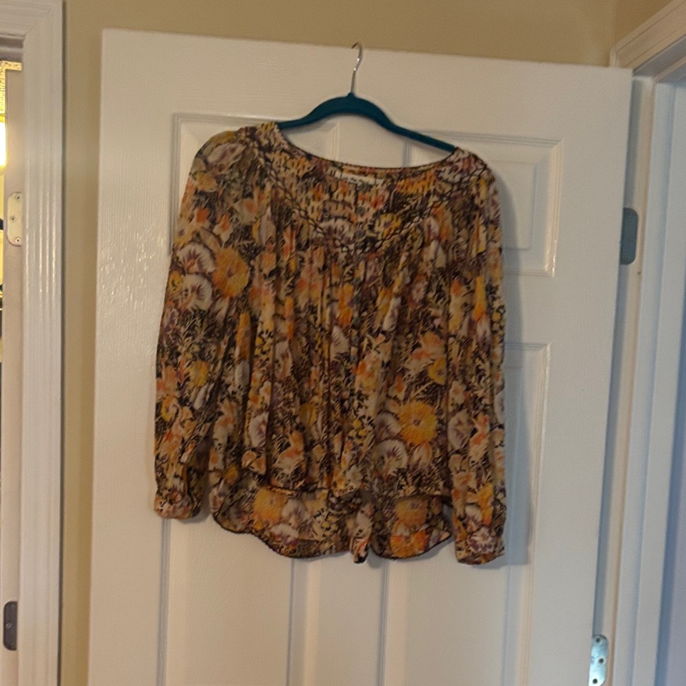 We The Free Floral Blouse - Yellow and Brown